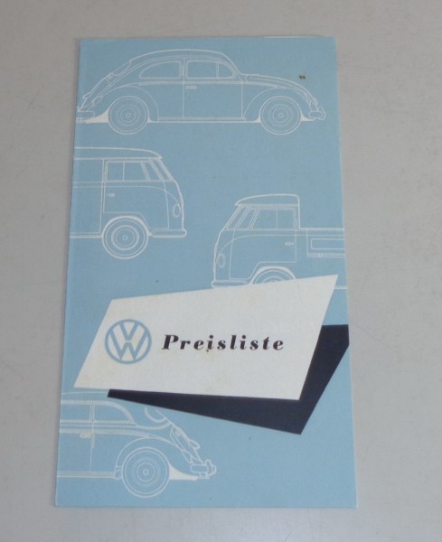 Preisliste VW Käfer, T1 + Karmann Ghia von 09/1957