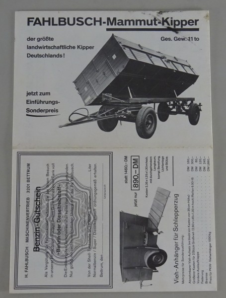 Prospekt / Faltprospekt Fahlbusch Anhänger