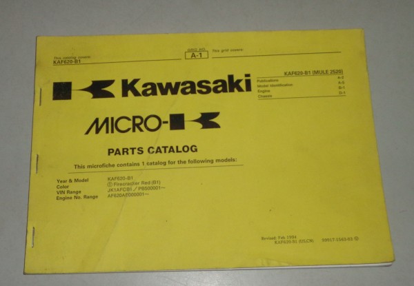 Teilekatalog / Ersatzteilliste / Parts List Kawasaki KAF 620 B 1 Stand 01/1994