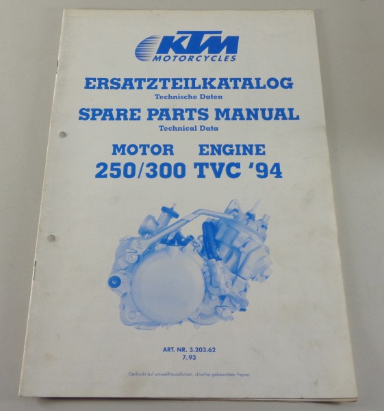 Teilekatalog Motor KTM 250 / 300 TVC Modelljahr 1994 Stand 07/1993