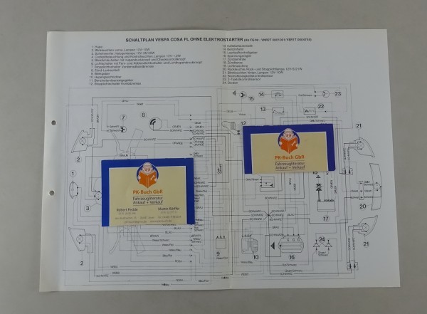 Schaltplan Vespa Cosa FL ohne Elektrostarter