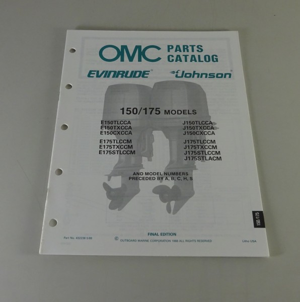 Teilekatalog Johnson Evinrude Außenborder/Outboards 150 / 175 Models von 5/1988