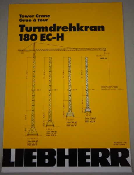 Datenblatt / Data sheet Liebherr „ Turmdrehkran 180 EC-H" Stand 07/1992