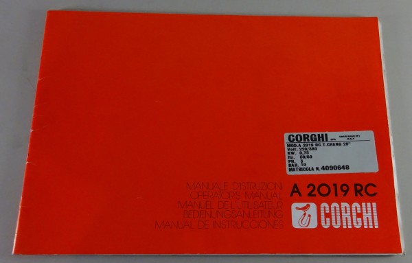 Betriebsanleitung / Handbuch Corghi Reifenmontiergerät Typ A 2019 RC Stand 04/92