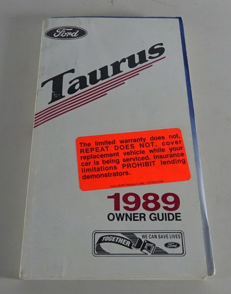 Owner´s Manual / Handbook Ford Taurus Stand 1989