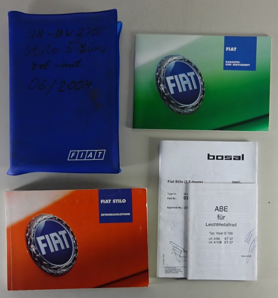 Bordmappe + Betriebsanleitung Fiat Stilo incl. 2,4 20V Abarth von 11/2003