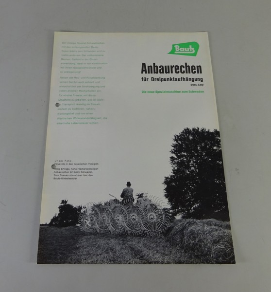 Prospektblatt / Broschüre Bautz Anbaurechen / Schwader System Lely Stand 02/1967