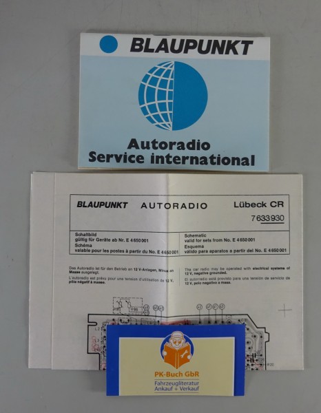 Schaltplan + Servicestellenverzeichnis Blaupunkt Autoradio Lübeck CR Stand 1973