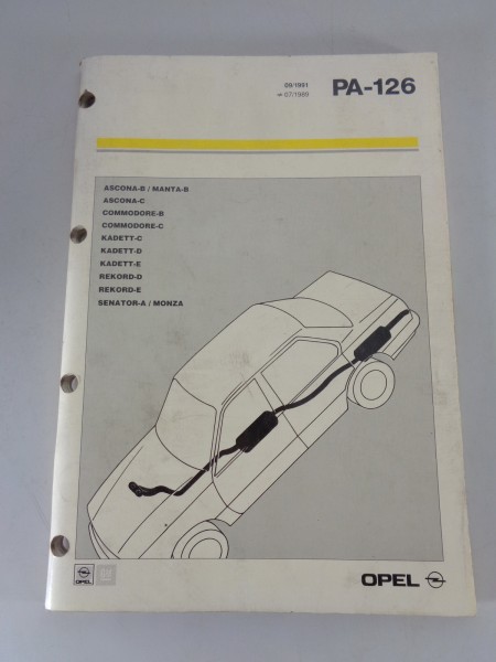 Teilekatalog / Ersatzteilliste PA 126 Opel Auspuffanlagen Stand 09/1991