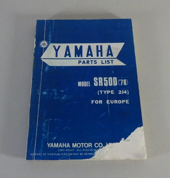 Teilekatalog / Parts List Yamaha SR 500 Typ 2J4 Modell '78 Stand 02/1978
