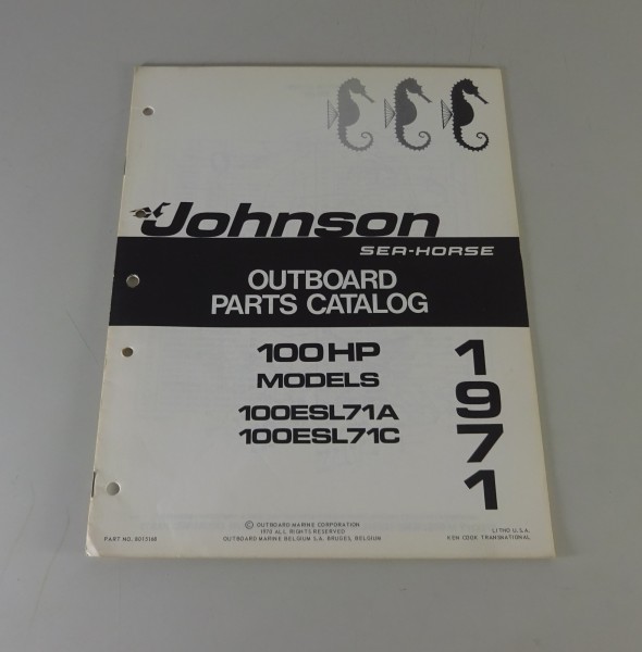 Teilekatalog Johnson Evinrude Außenborder / Outboards 100 PS Models von 1971