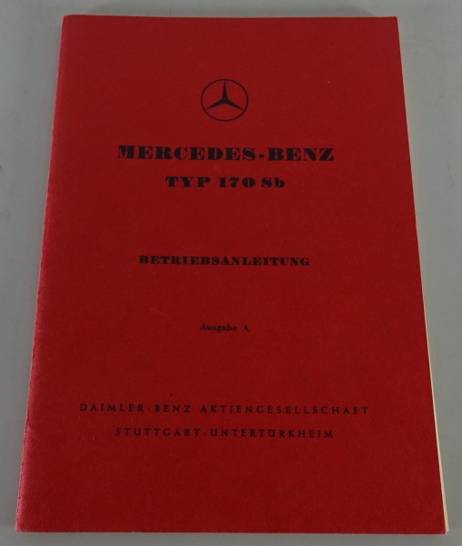 Betriebsanleitung / Handbuch Mercedes-Benz W136 170 Sb Stand 03/1956