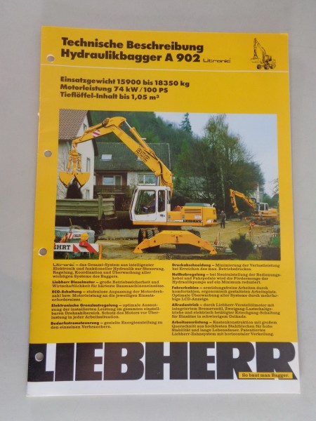 Datenblatt / Technische Beschreibung Liebherr Hydraulikbagger A 902 von 02/1993