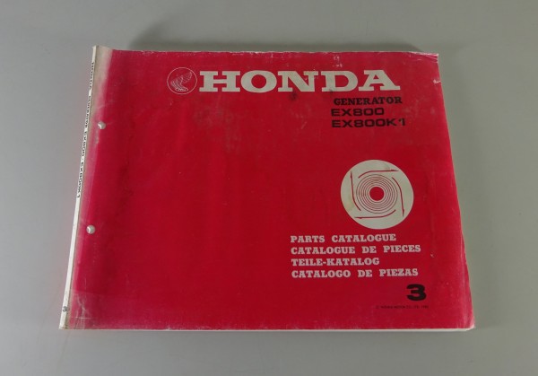 Teilekatalog / Parts Catalog Honda Generator EX 800 / EX 800 K1 Stand 1985
