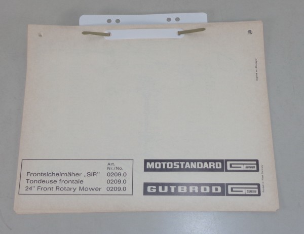 Teilekatalog / Parts list Gutbrod Frontsichelmäher SIR