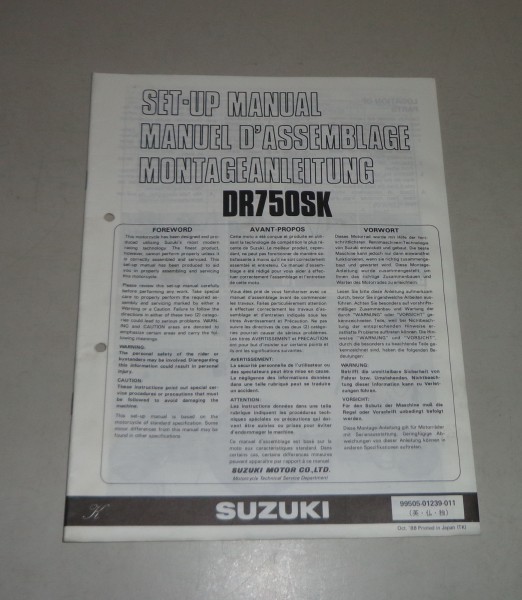 Montageanleitung / Set Up Manual Suzuki DR 750 S Stand 10/1988