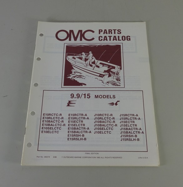 Teilekatalog OMC Evinrude / Johnson Outboards 9.9 / 15 PS Models Stand 03/1983