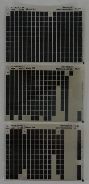 Microfich Teilekatalog Mercedes-Benz M102 Mechanik I-III Mehrriementrieb 04/1992