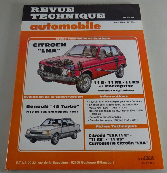 Reparaturanleitung Revue Technique Citroën LNA / Renault R18 Turbo Stand 04/1985