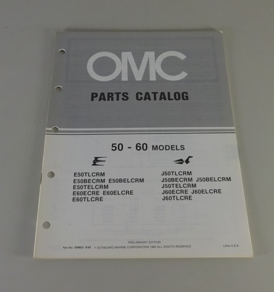 Teilekatalog Johnson Evinrude Außenborder / Outboards 50 / 60 Models von 9/1983