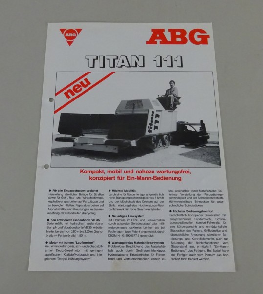 Prospektblatt / Broschüre ABG Titan 111