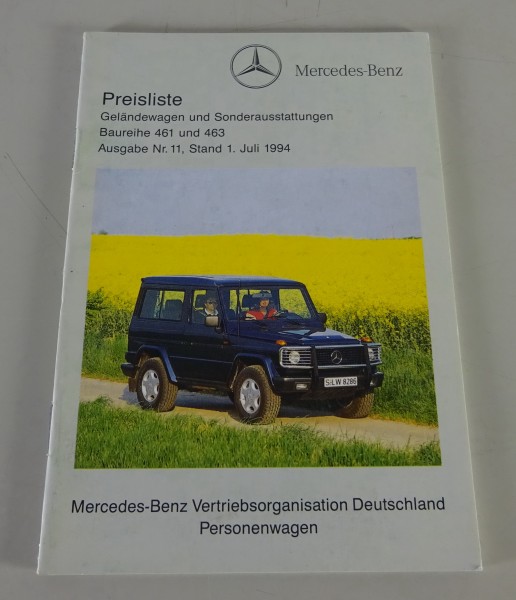 Preisliste Mercedes-Benz G-Modell / G-Klasse W463 & W461 gültig ab 01/07/1994