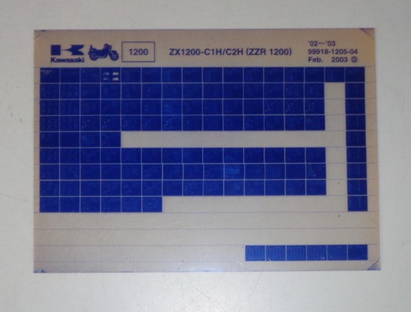 Microfich Ersatzteilkatalog Kawasaki ZZR1200 ZX1200 C1H/C2H Model 02-03 von 2/03