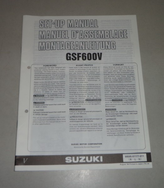 Montageanleitung / Set Up Manual Suzuki GSF 600 Stand 08/1996