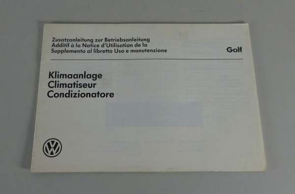 Zusatz - Betriebsanleitung VW Golf 2 / II Klimaanlage von 09/1983