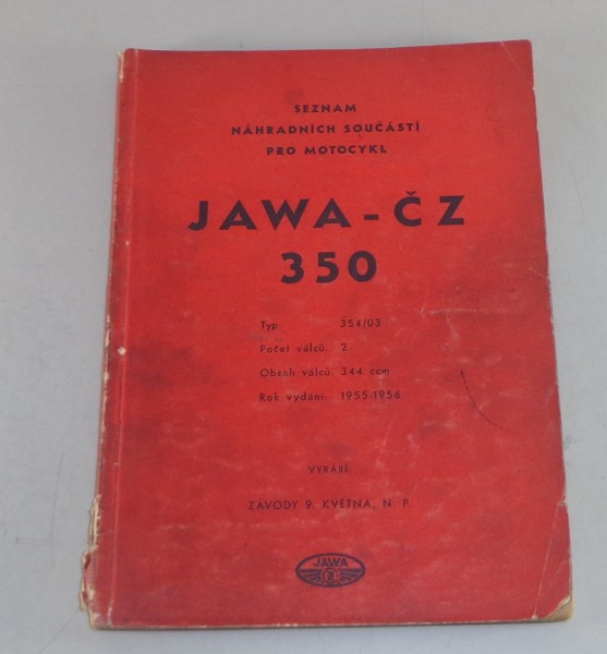 Teilekatalog / Seznam Nahradnich Soucasti Jawa CZ 350 Stand 1955/1956