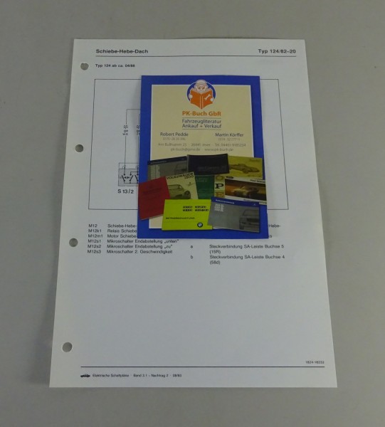 Schaltplan Mercedes-Benz W124 Schiebe-Hebe-Dach Stand ab ca. 04/1988