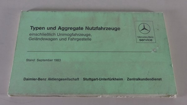 Datenbuch Mercedes-Benz G-Modell W460 / Transporter / LKW / Omnibus Stand 9/1983