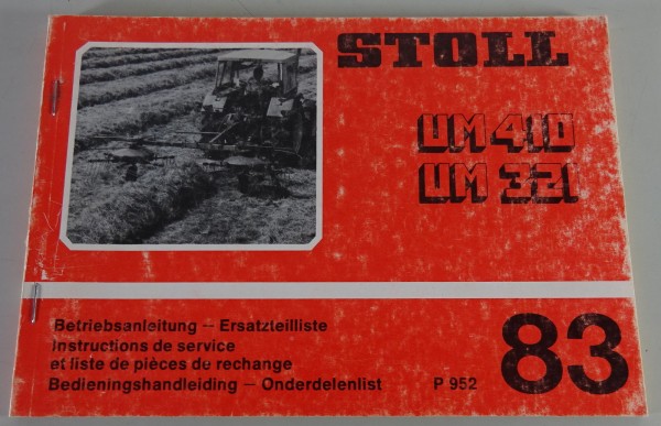Teilekatalog / Betriebsanleitung Stoll UM 410 / UM 321 Stand 1983