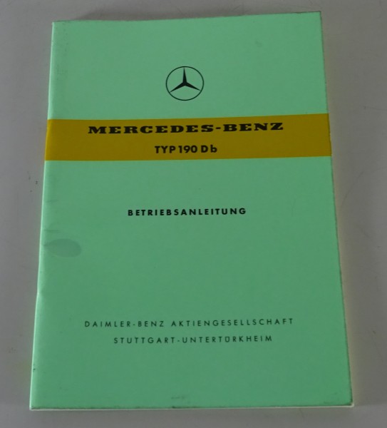Betriebsanleitung / Handbuch Mercedes W121 Ponton 190 Db Diesel Stand 09/1959