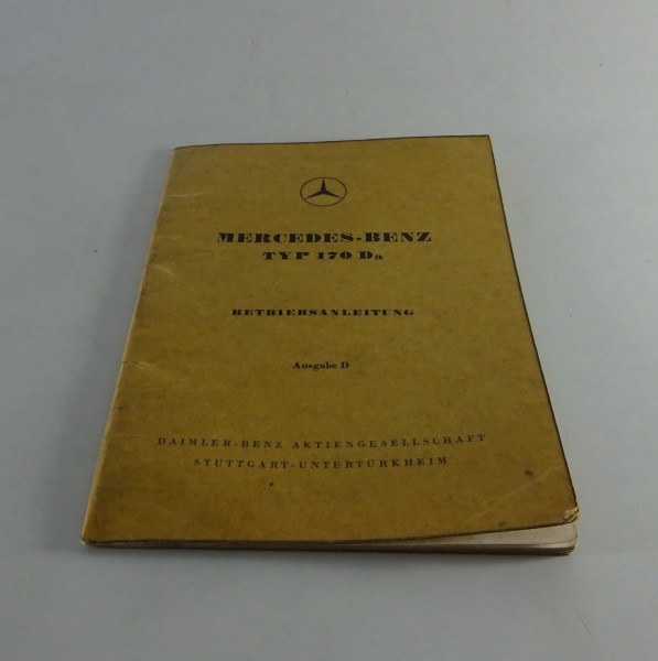 Betriebsanleitung / Handbuch Mercedes W136 170 Da Diesel Stand 03/1952