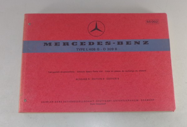 Teilekatalog Mercedes Benz Düsseldorfer Transporter T2 L 408 G / O 309 B v. 1969