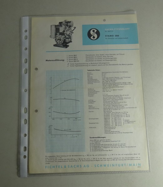 Typenblatt / Technische Daten Sachs Stamo 280 für Gewerbe und Landwirtschaft