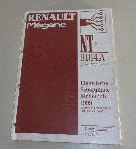 Werkstatthandbuch Elektrik / Elektrische Schaltpläne Renault Mégane von 01/1999