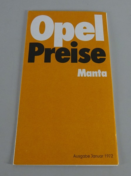 Preisliste / Prospekt Opel Manta A L / SR Stand 01/1972