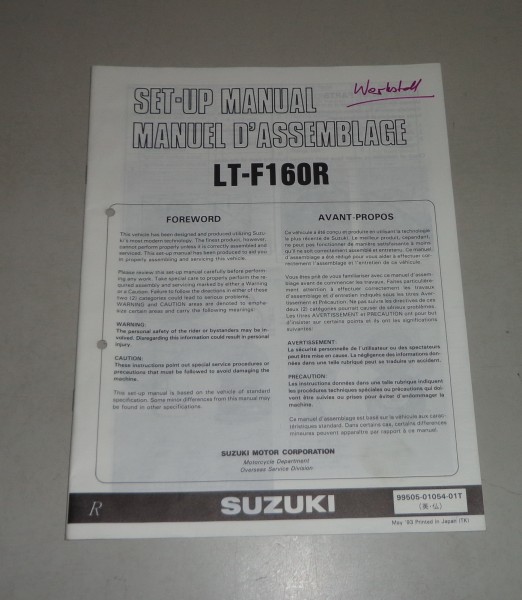 Montageanleitung / Set Up Manual Suzuki LT-F160 Stand 05/1993
