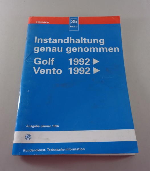 Werkstatthandbuch Instandhaltung genau genommen VW Golf III / 3 Vento ab 1992