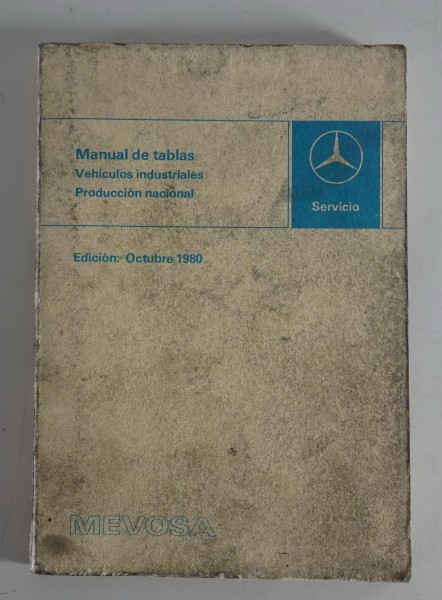 Manual de tablas Mercedes Benz Transporter MB 100 / MB 130 desde 10/1980