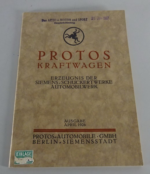 Prospekt / Broschüre / Modellübersicht Protos C1 & C1L 10/45 PS Stand 04/1926