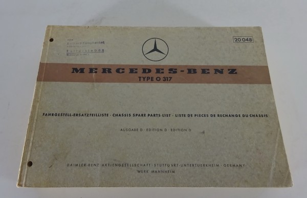 Teilekatalog Fahrgestell Mercedes-Benz Bus Typ O 317 Stand 03/1966 (20048)