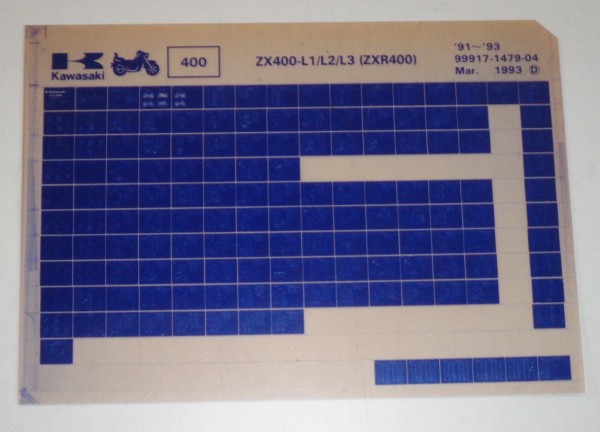 Microfich Ersatzteilkatalog Kawasaki ZXR400 ZX400 L1-L3 Model 91-93 Stand 03/93