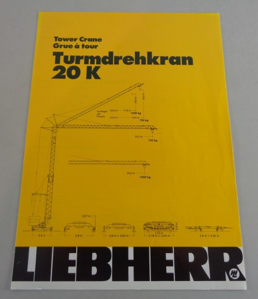 Datenblatt / Technische Beschreibung Liebherr Turmdrehkran 20 K von 10/1977