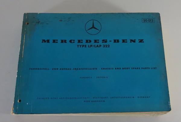 Teilekatalog Mercedes-Benz Frontlenker Typ LP / LAP 322 Ausgabe A Stand 07/1960