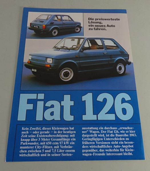 Prospektblatt / Broschüre Kleinwagen Fiat 126 Stand 1977 - 1984