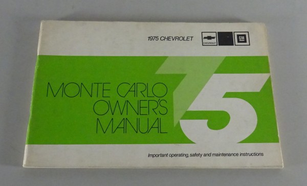 Owner´s Manual / Handbook Chevrolet Monte Carlo Stand 1975