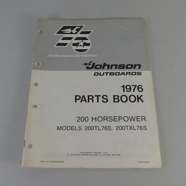 Teilekatalog OMC Johnson 200 PS Models Stand 11/1975